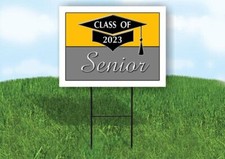 2023 SENIOR GOLD SILVER 18inx24in Yard Road Sign w/ Stand
