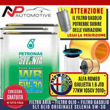KIT TAGLIANDO ALFA ROMEO GIULIETTA 1.6 JTD 105 CV 2010>+5 L OLIO SELENIA WR 5W30