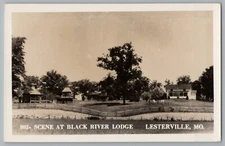 Lesterville Missouri MO Black River Lodge Real Photo Postcard RPPC 1930-50