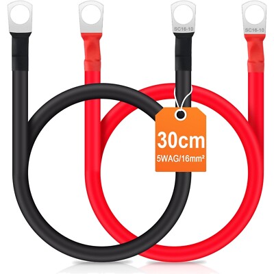 Batteriekabel 30cm 5WAG Kupfer 12V M10 KFZ Stromkabel Set