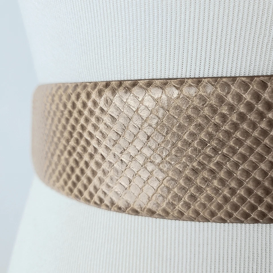 Cinturón para mujer Ann Taylor mediano marrón topo piel de serpiente cuero genuino declaración  Foto 3 de 4