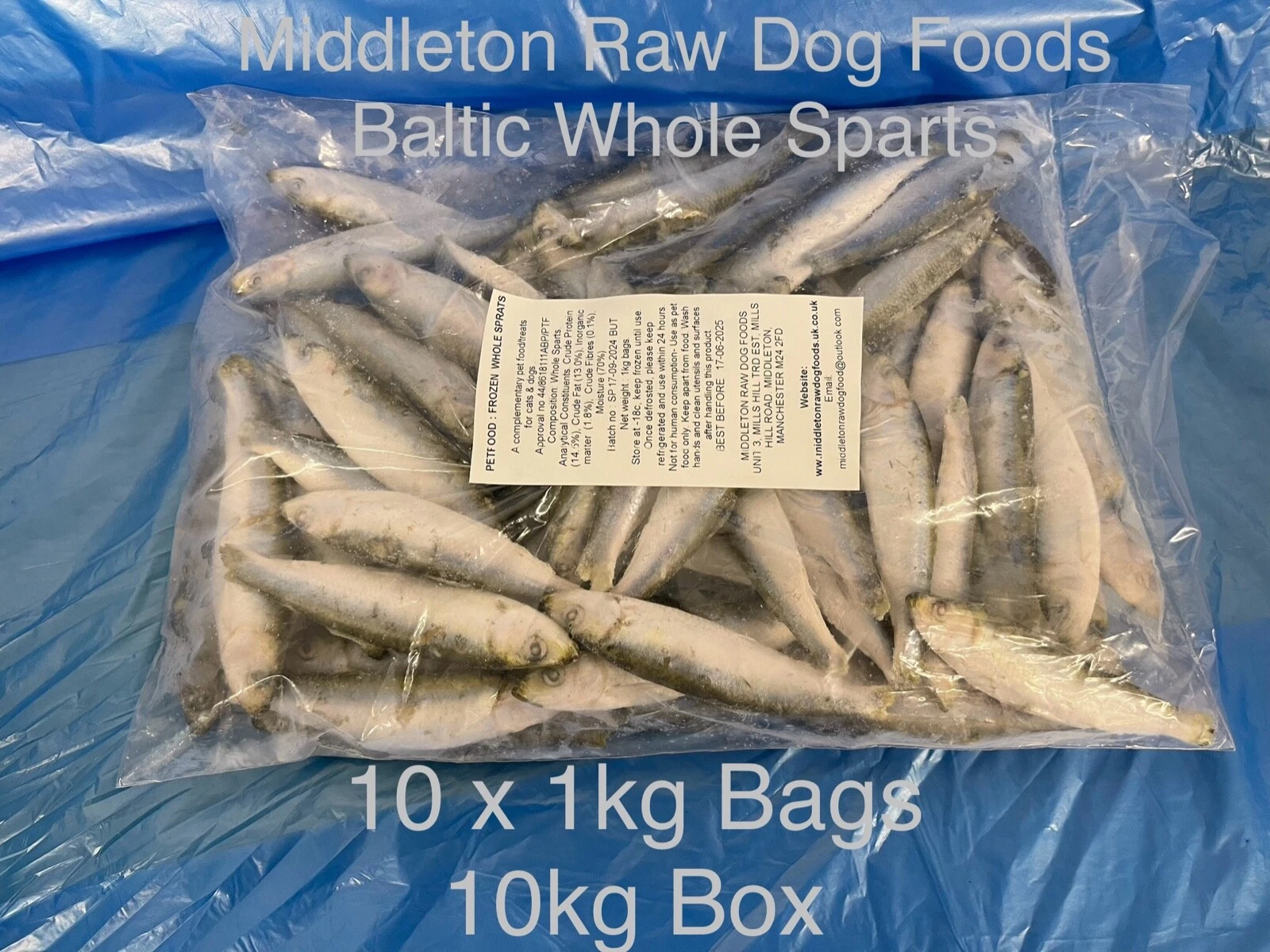Dog/Cat Food Frozen Whole Baltic Sprats 10 X 1kg bags 10kg box
Opens in a new window or tab