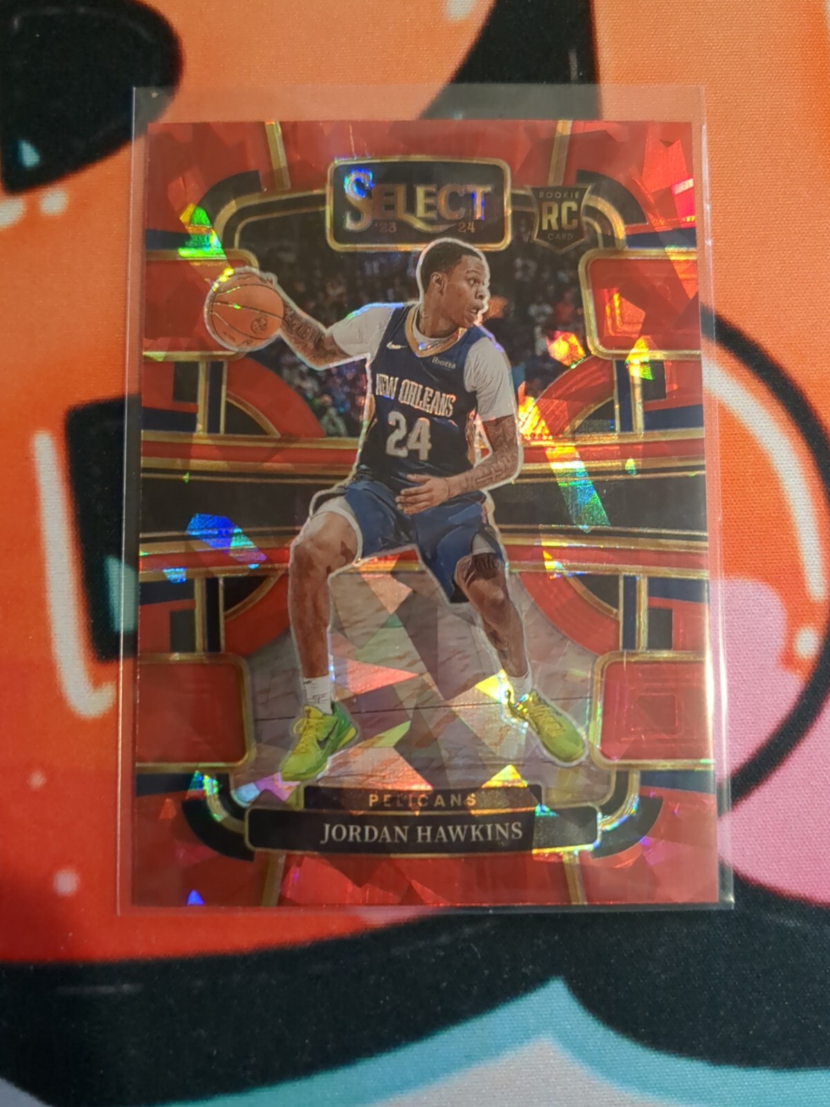 Jordan Hawkins 2023-24 Panini Select Red Cracked Ice Rookie Card #72 Pelicans