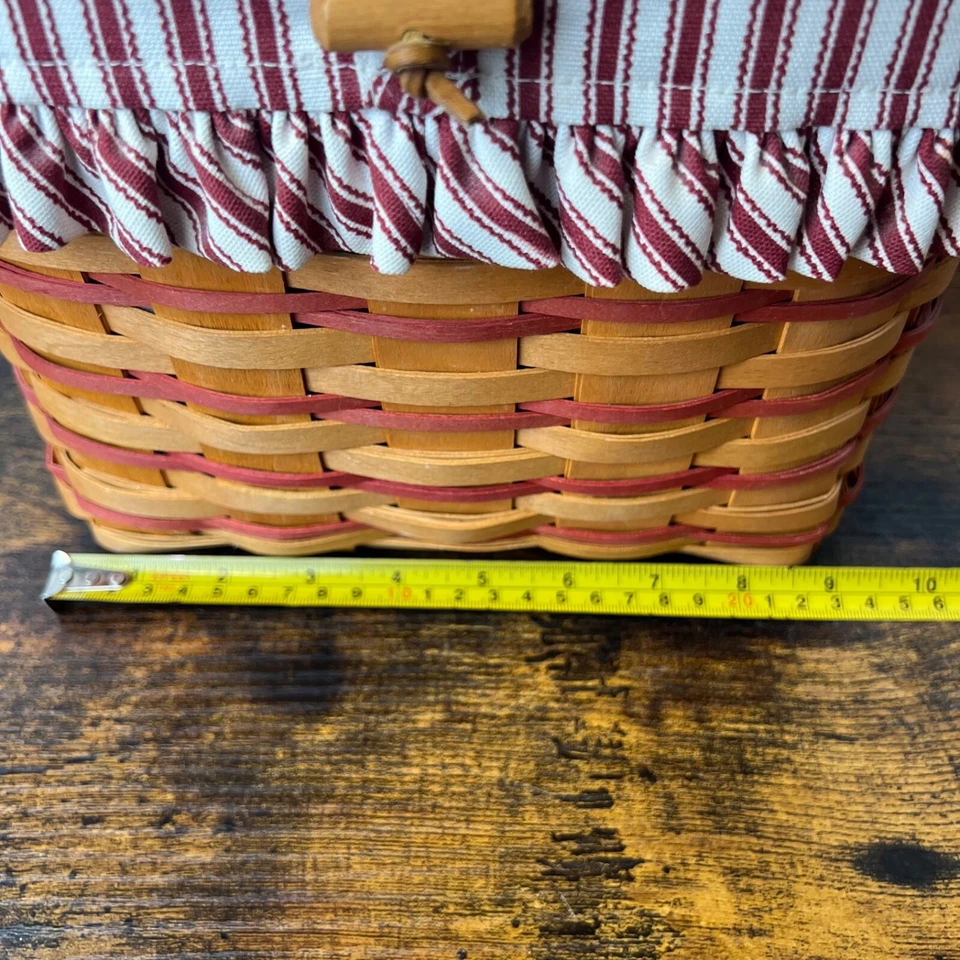 Cesta de picnic Longaberger tapa de madera con bisagras y cierre forro de tela y plástico 97 Foto 4 de 4