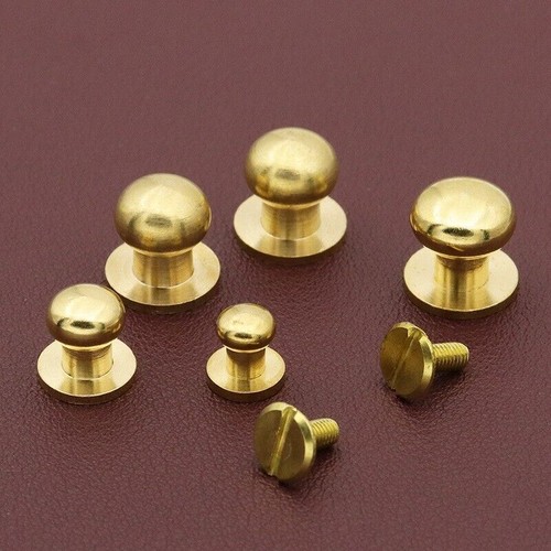 50pcs M3 Round Head Solid Brass Stud Screw Rivet Chicago Button Leather Craft - Picture 2 of 28