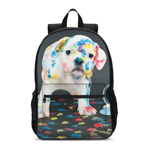 Lotto astuto cucciolo di bulldog bambini grande zaino scuola isolato borsa pranzo custodia penna - Foto 2 di 19