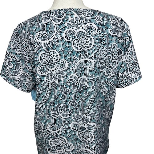 PANDAMED SCUBS Women’s Scrub Top Sz XL V-neck Multi Color NWT SS Pockets - Picture 6 of 12