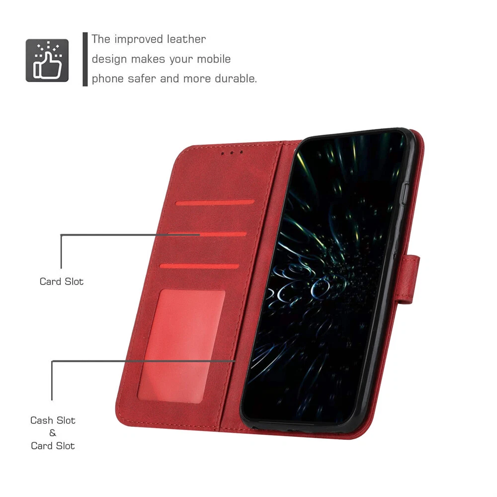 Premium Leather Flip Wallet Shockproof Case for iPhone 15 Pro Max 14 13 XR 7 with Full Protection