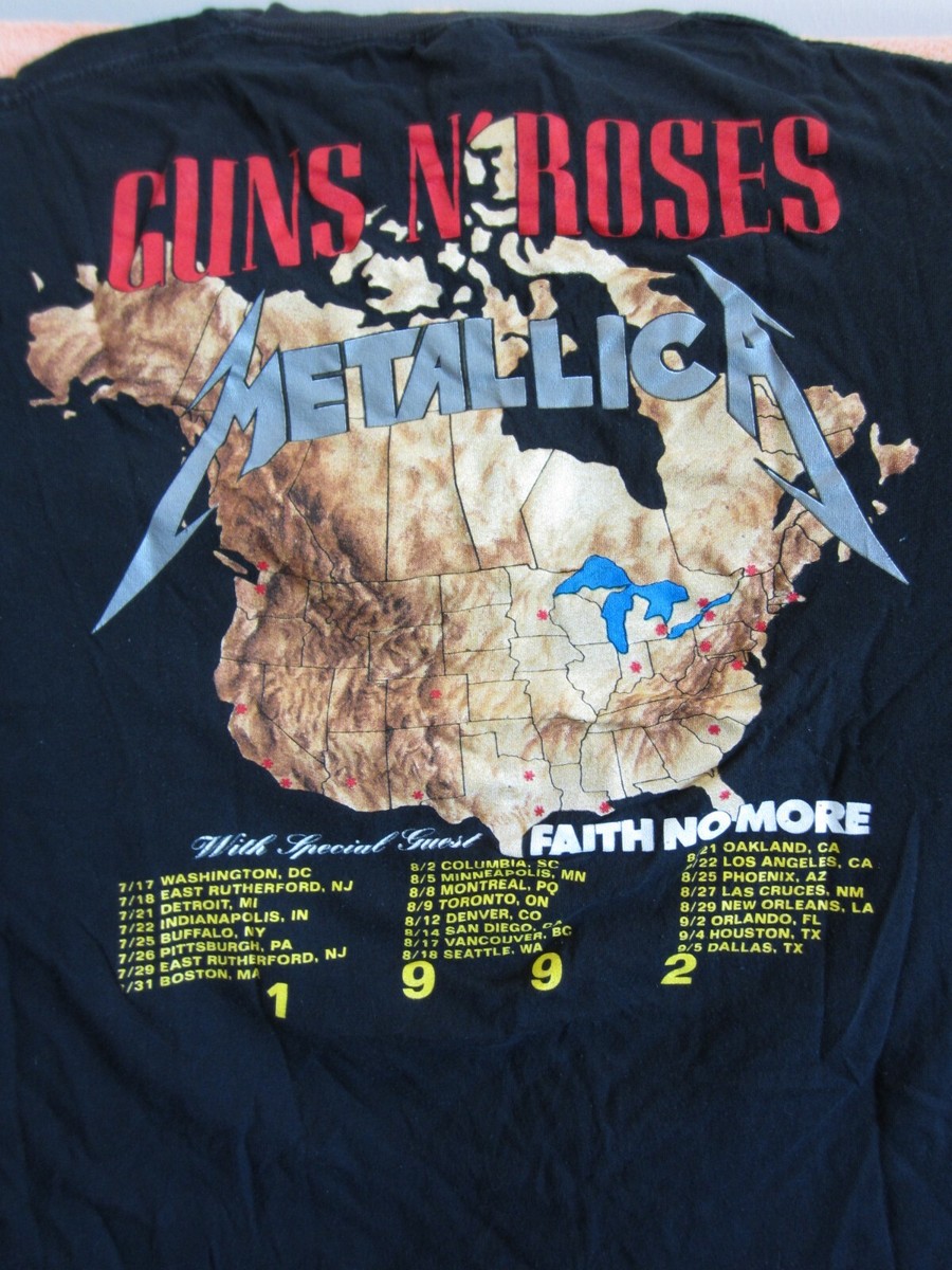 LLICA x GUNS N ROSES Tシャツ ツアー 92 Guns N' Roses Metallica Tour 1992 - New Vintage Band T shirt