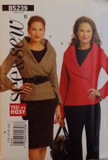 See & Sew Sewing Pattern B5239 Misses Jacket Semi Fitted 2 Styles Sizes 16-22 UC