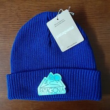 patagonia kids logo beanie hat passage blue polyester one size new