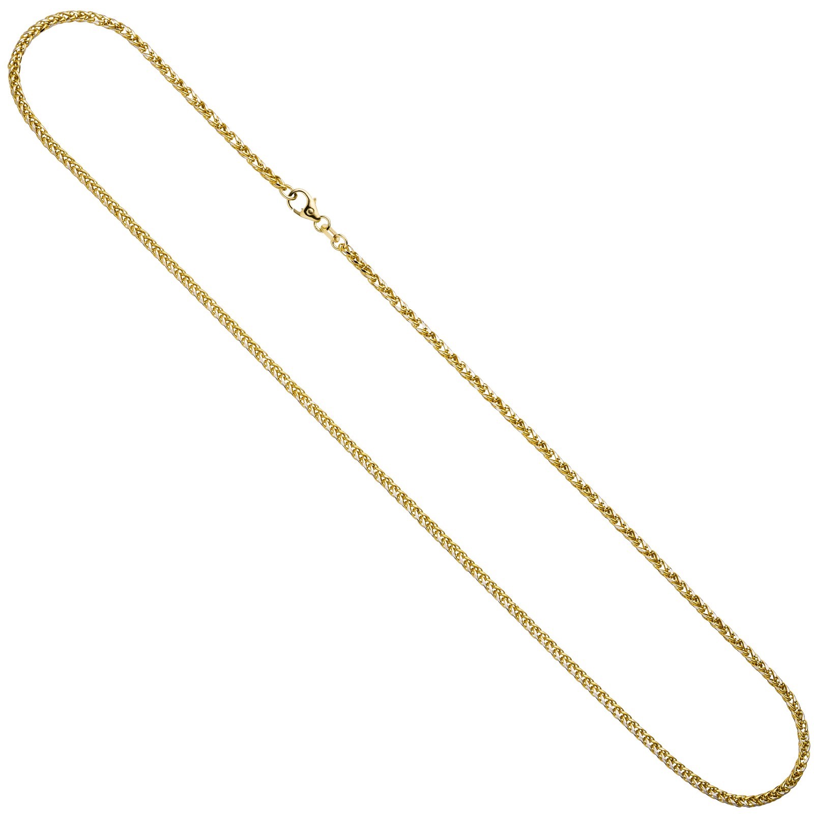 2 mm Zopfkette 585 echt Gelbgold Weißgold 14 Karat zweifarbig Halskette 45 neu