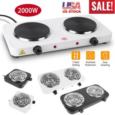 2000W Portable Electric Double Burner Hot Plate Cooktop Stove Cooking Countertop