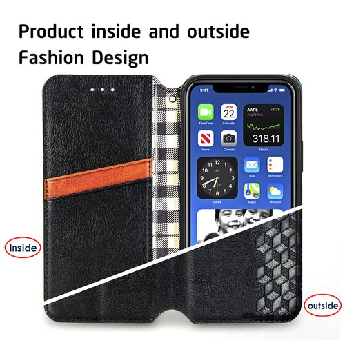 Funda de cuero con bolsillo para tarjetas tipo billetera abatible para iPhone 16 Pro Max 16E 15 14 13 12 11 XS - Imagen 18 de 54