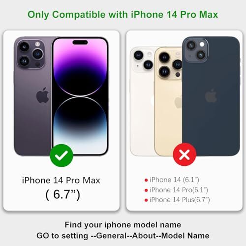 per Custodia con Porta Carte,Custodia Telefono per Custodia con iPhone 14 Pro Max Nero - Foto 3 di 7