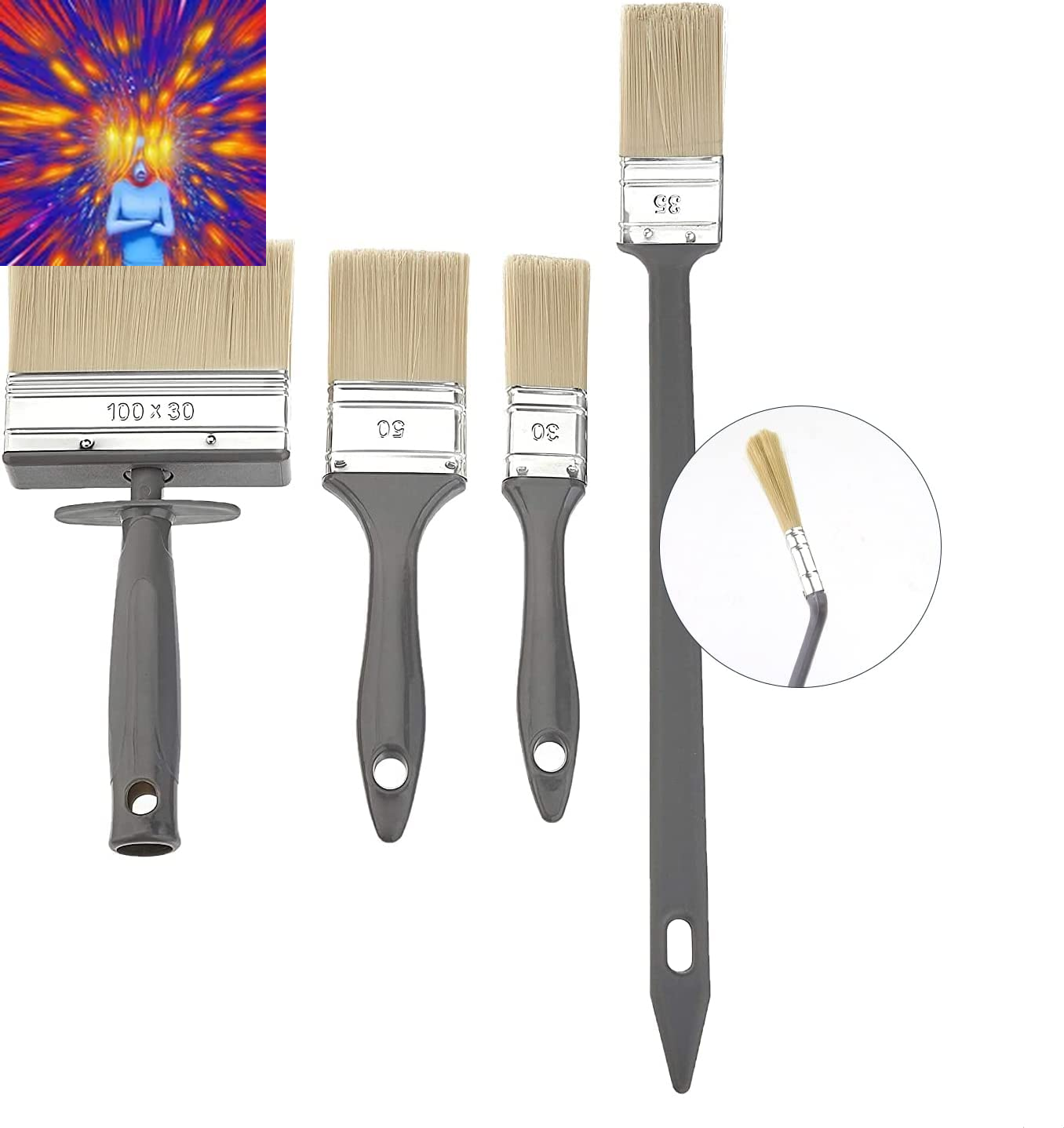 Universal Decorating Brush Set, 4-Piece, 17.72 X 5.9 X 1.97 Inch, Black