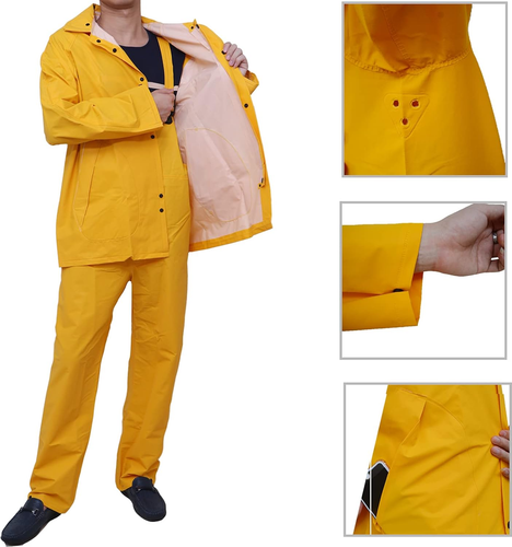 Traje de lluvia comercial para hombres de alta visibilidad Leathercraft Heavy Du - Picture 3 of 12