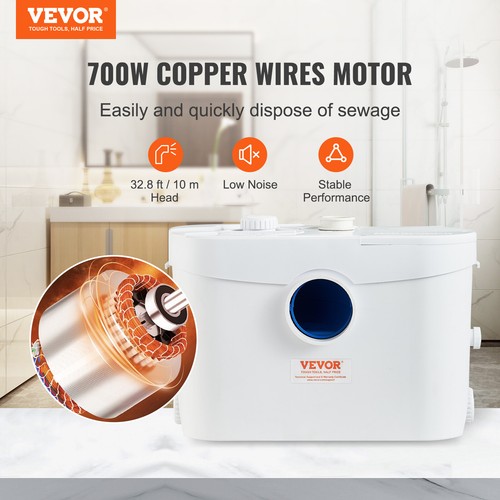 VEVOR Pompa Trituratore 700 W Pompa Trituratore Seminterrato 3 Ingressi Acqua - Imagen 2 de 12