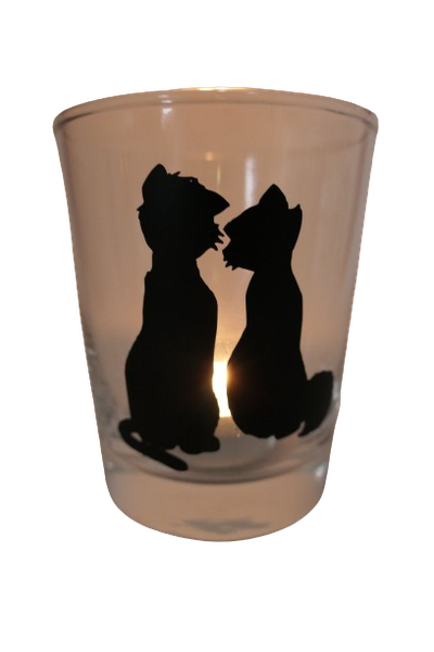 "Deko Teelicht Windlicht Print \"Aristocats\" Schwarz Kerzenglas Teelichtglas"-image