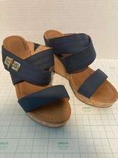 Tommy Hilfiger Women Mili2 Open Toe Cross Band Wedge Sandal Blue Size 7.5M