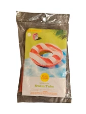 Sun Squad Red White Striped Inflatable Swim Tube Ring 31" Diameter