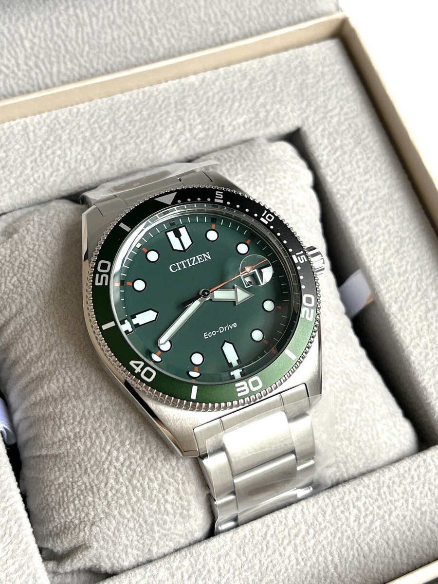 Brand New! Citizen Watch Eco-Drive AW1768-80X Green Date Brand New! Citizen Watch Eco-Drive AW1768-80X Green Date