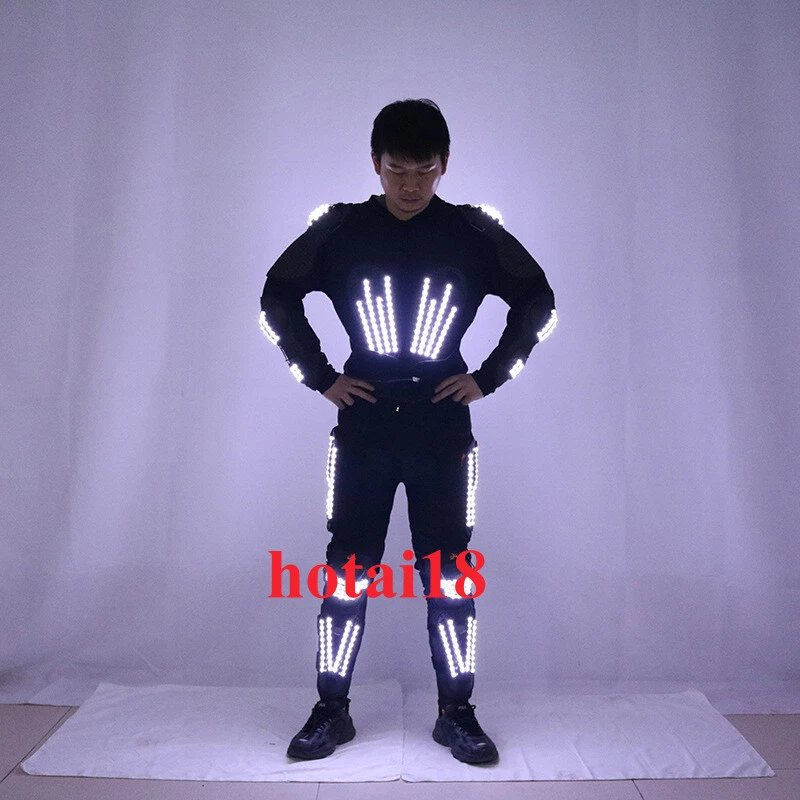 Traje LED Multicolor Disfraz Iluminar Chaleco Pantalones Luminoso Rendimiento Conjunto Completo Foto 3 de 4
