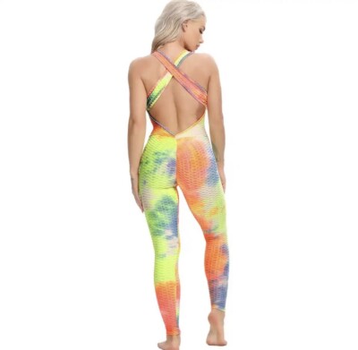 Jumpsuit size large women textured scrunch bum new Tie Dye