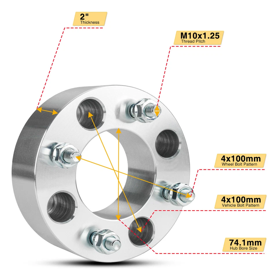 4Pcs 2" 4x110 ATV Wheel Spacers For Yamaha YFM 450 600 660 700 Rhino Grizzly - Image 2 of 4
