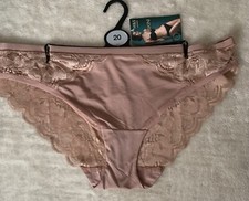 BNWT M S Bikini Knickers UK 20 in Nutmeg Lace mix,