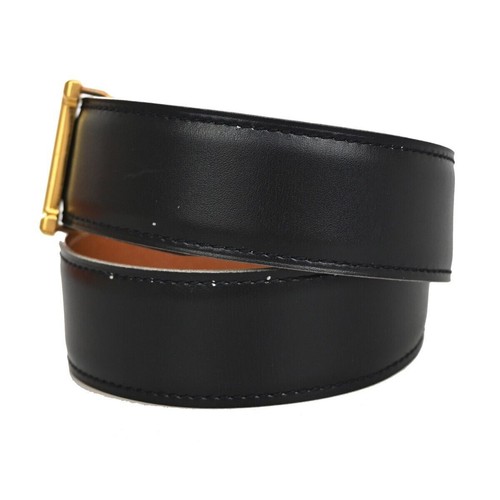 HERMES H Logo Constance Reversible Buckle Belt Leather Black Brown 85RH305 - Picture 2 of 12