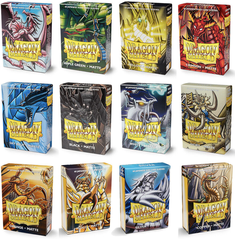 DRAGON SHIELD SMALL CARD SLEEVES MATTE JAPANESE SIZE / YUGIOH SLEEVES 60 count