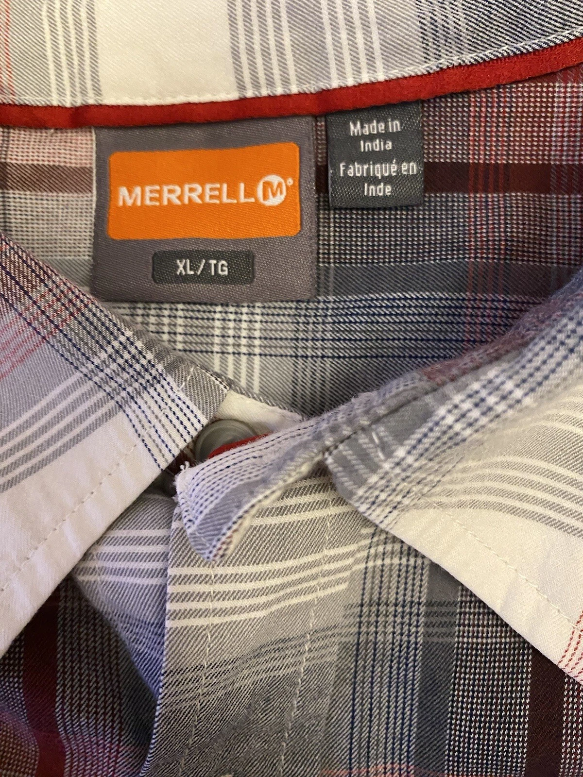 merrell long sleeve plaid button up outdoor camping shirt
