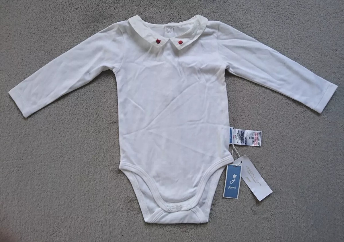 Jacadi Paris Long Sleeve Bodysuit With Embroided Fox Collar Age 12