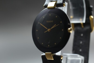 Near MINT] RADO Coupole 129.4075.4N Black Sapphire Crystal Quartz 