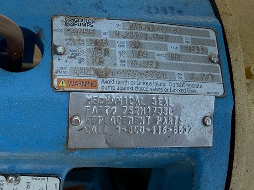 Gould Centrifugal pump 3655S-1 1/4 x 1 1/2 x 7 ITT Geiger Pumps Used in crate - Picture 3 of 12