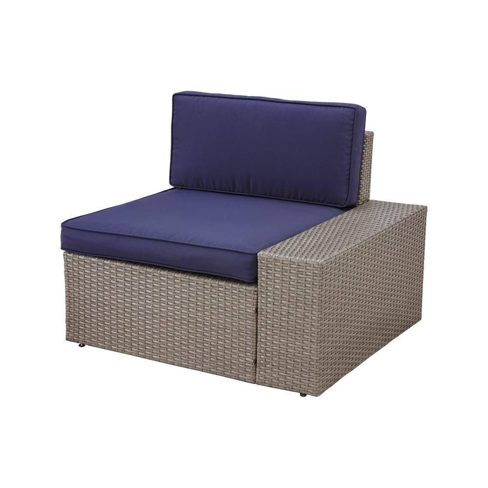 Patio Festival Outdoor Sectional Set 6Pcs Steel Frame Wicker w/ Blue