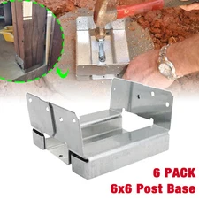 6 packs Adjustable Post Base ABA66Z ZMAX kit for Porch Railings, Mailbox Posts