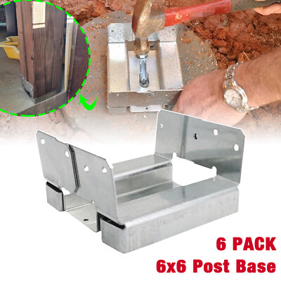 6 packs Adjustable Post Base ABA66Z ZMAX kit for Porch Railings, Mailbox Posts
