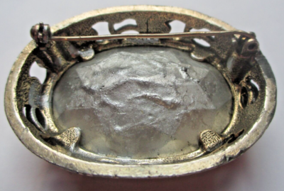 Grande Broche Vintage En Argent Avec Cristaux Et Topaze Facettée - Bijou Ancien N°2454, Occasion