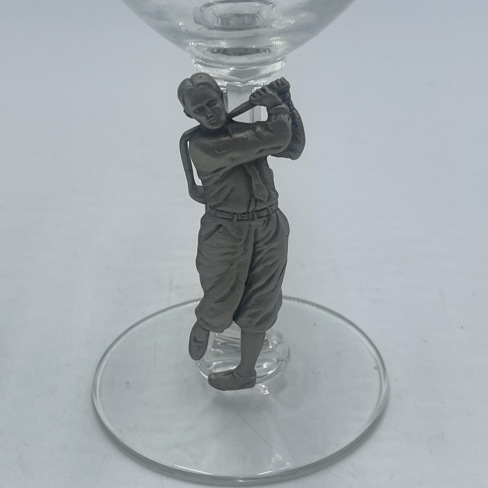 2 Vintage Pewter Golf Wine Glasses With Man And Woman eBay
