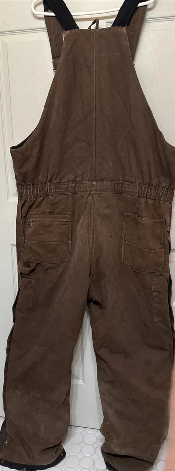Mono con tirantes aislado de lona Berne para hombre talla 2XL alto marrón doble rodilla ropa de trabajo Foto 2 de 4