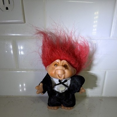 D.A.M Troll Doll Red Hair Tuxedo Outfit Light Complexion Brown Eyes
