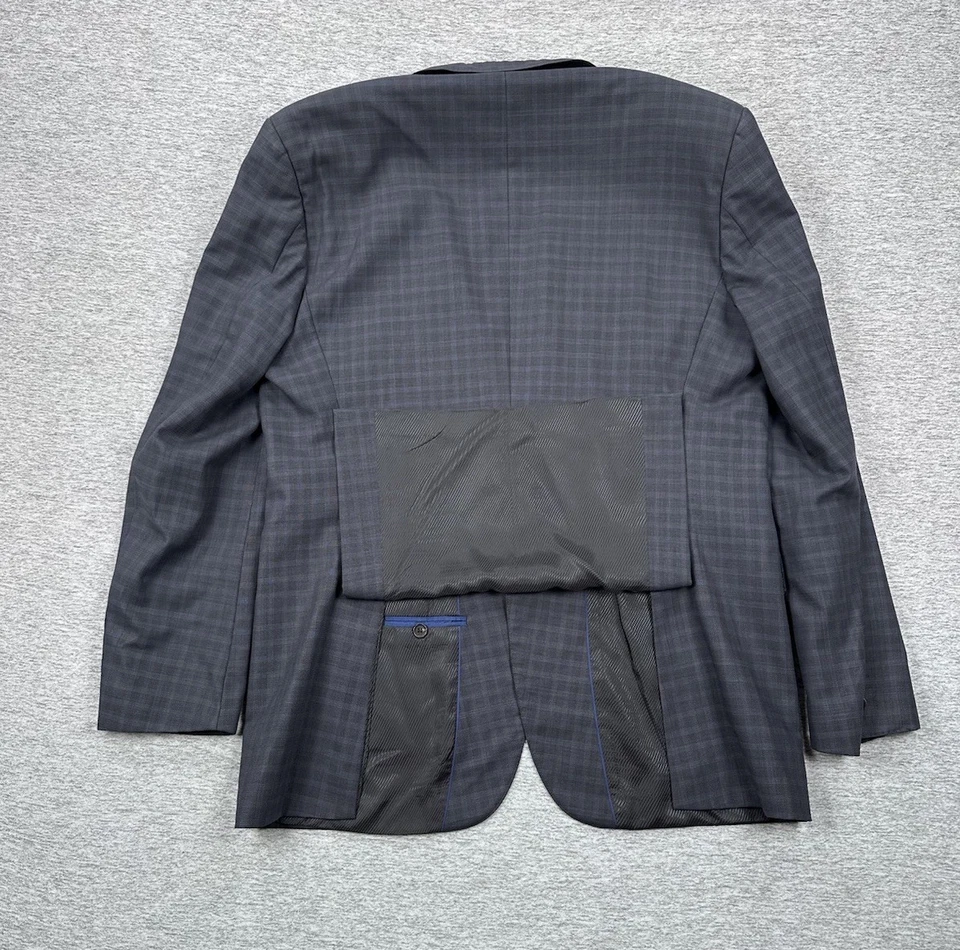 Hugo Boss Travel Blazer Mens 46L Blue Check Wool Fratelli Tallia Di Delfino City - Image 3 of 4