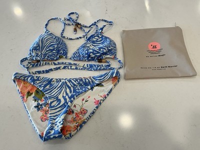 MAAJI Blue & White Bikini Bathing Suit. Reversible. Size Med. Excellent Cond.