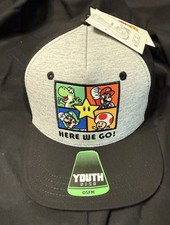 Nintendo Super Mario Bros Youth Hat Cap, Flat Bill Snap Back NWT Free Shipping