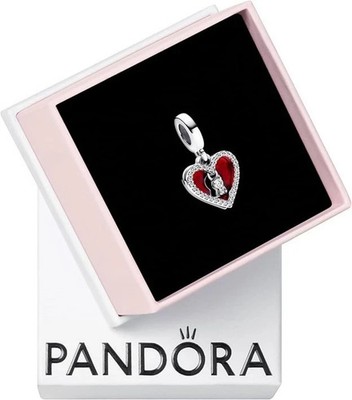 Pandora #793119C01 Red Heart & Arrow Murano Glass Dangle Charm w/CZ