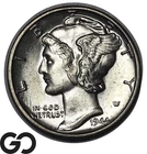 1944 Mercury Dime, Solid Gem BU++ FSB, Full Split Bands