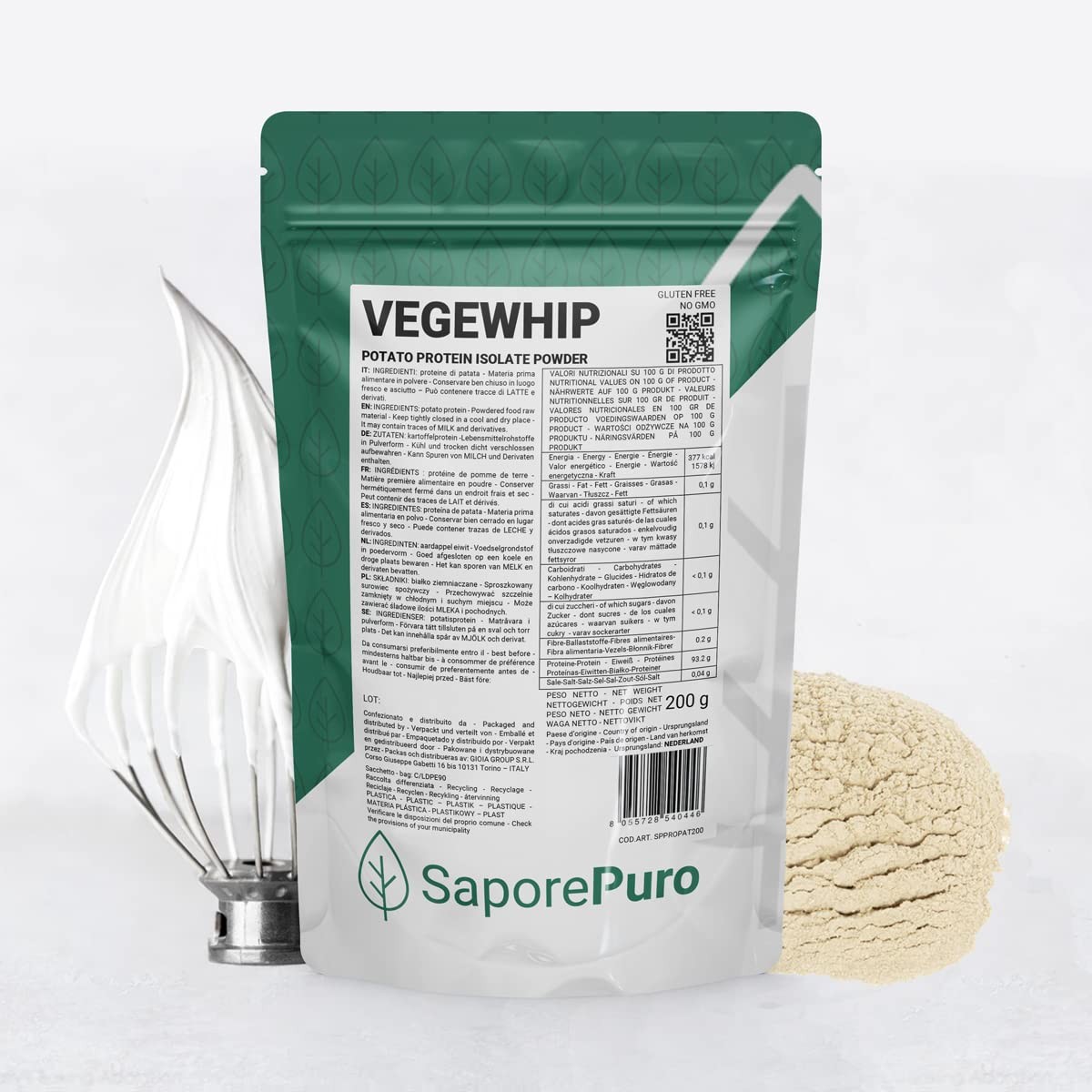 VEGEWHIP 200g: Proteine Isolate di Patata Vegan - Alta Qualità 90%