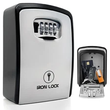Iron Lock® Key Lock Box XXL Wall Mount – Waterproof Outdoor Key Safe with ...